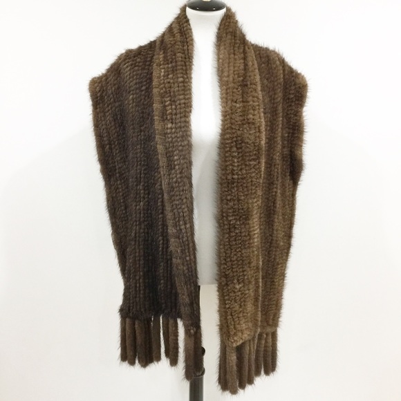 Women’s knitted mink Fur vest cover tassels Sz XL - Picture 12 of 14